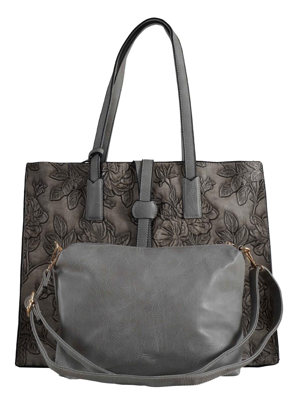 Γυναικεία τσάντα δερματίνη με ανάγλυφο print περιλαμβάνει messenger bag. timeless style.