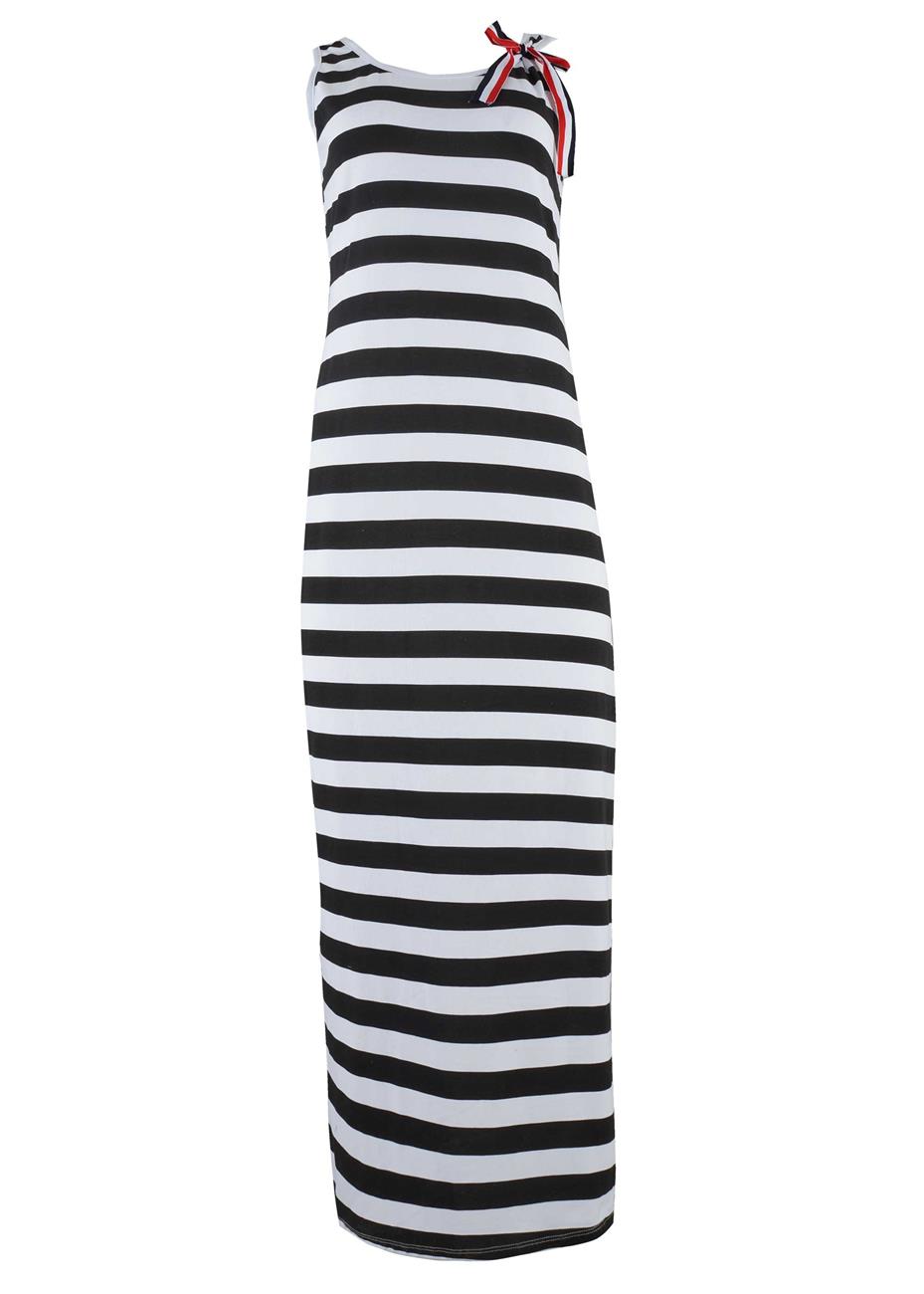 Φόρεμα all print stripes σκίσιμο στο πλάι