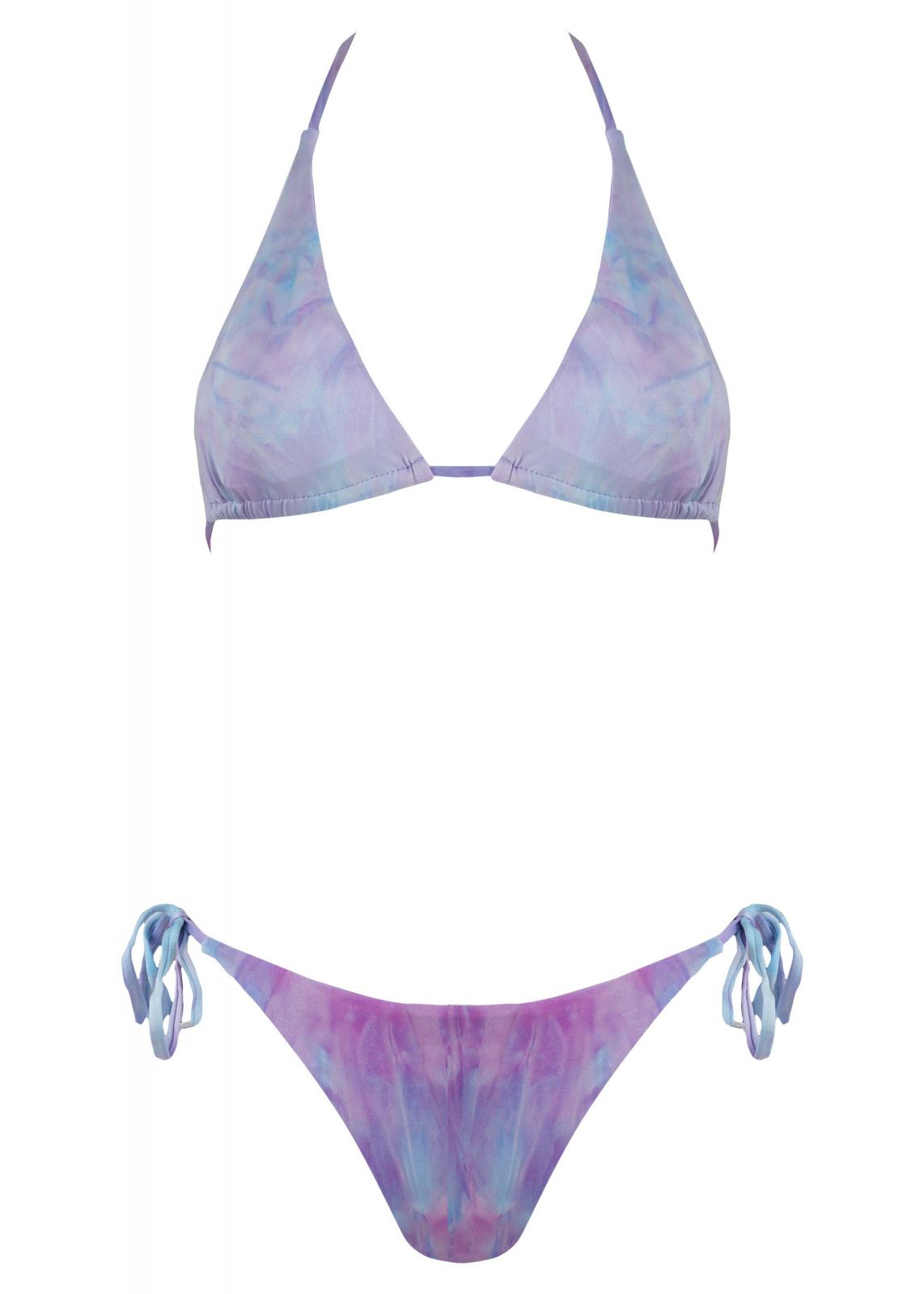 Γυναικείο set bikini τρίγωνο αποσπώμενη ενίσχυση tie dye Slip brazil. Καλύπτει B cup. ΜΩΒ - gsecret - 