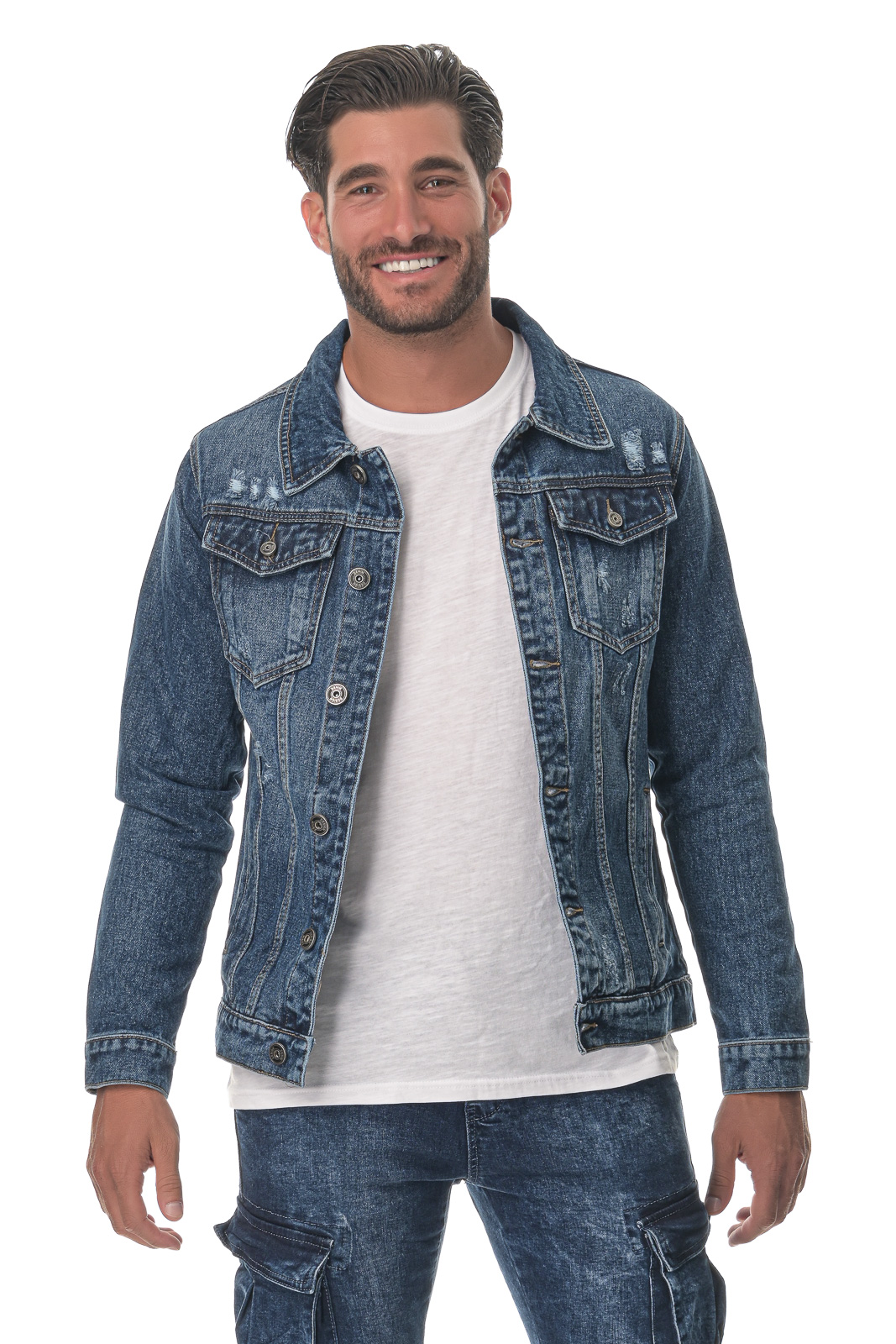 Ανδρικό jean jacket κουμπιά μπροστινές τσέπες. Denim Collection JEAN