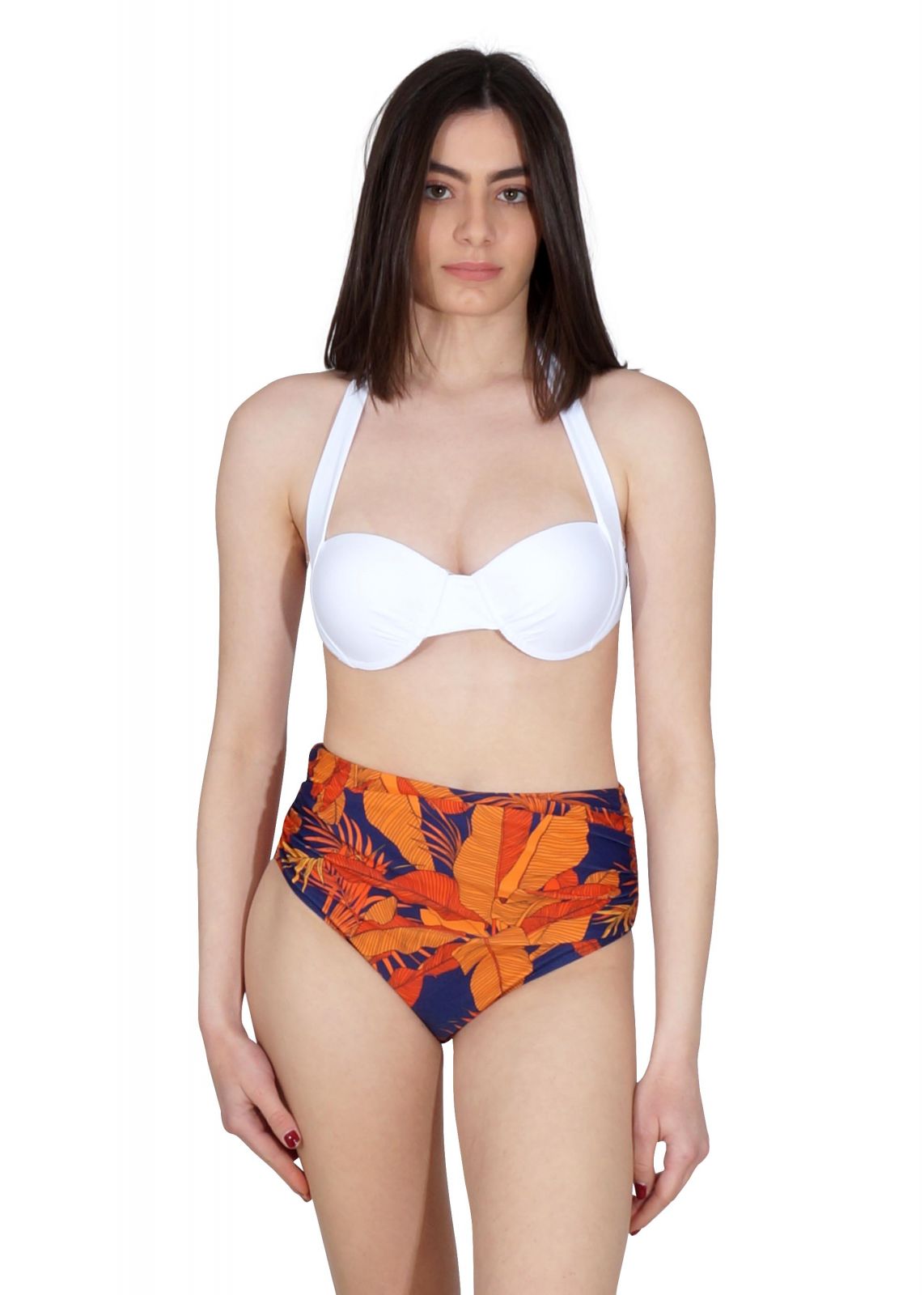 Γυναικείο set μαγιό με ελαφριά ενίσχυση bikini ντραπέ ψηλόμεσο. Καλύπτει B Cup. Swimwear Collection.