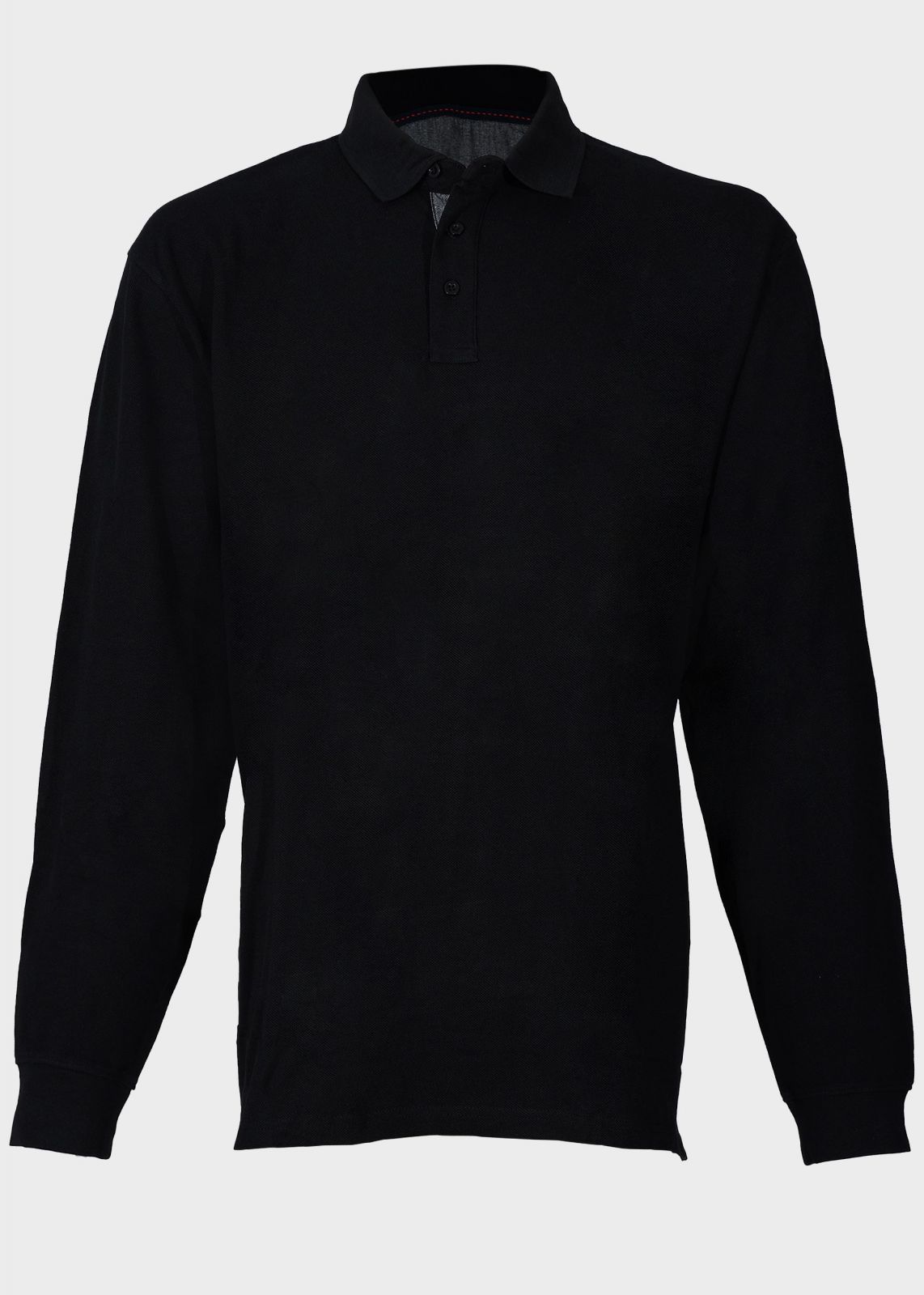 Ανδρική μπλούζα τύπου polo μονόχρωμη μακρύ μανίκι.Oversize Collection ΜΑΥΡΟ