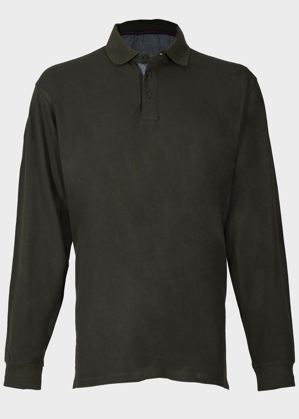 Ανδρική μπλούζα τύπου polo μονόχρωμη μακρύ μανίκι.Oversize Collection ΧΑΚΙ