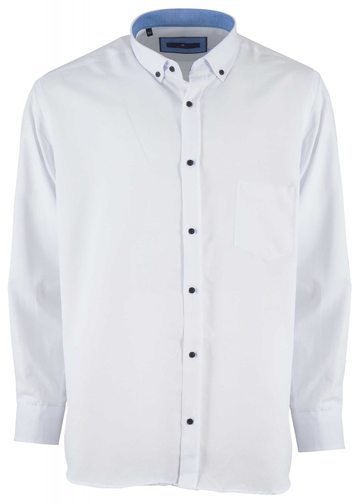 Aνδρικό πουκάμισο με τσεπάκι & κουμπιά στο γιακά. ΛΕΥΚΟ