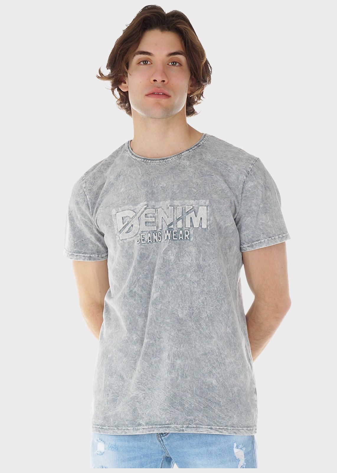 gsecret Ανδρική μπλούζα στάμπα 3d σε Oversize γραμμή. ΓΚΡΙ
