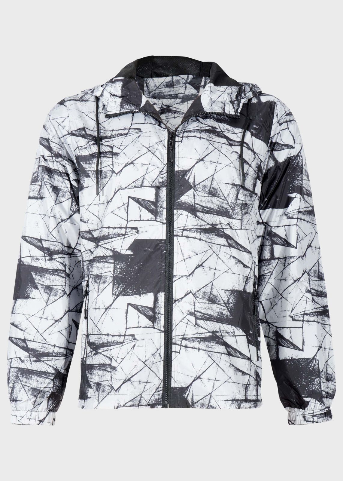 Ανδρικό αντιανεμικό jacket τσέπες φερμουάρ & κουκούλα all print.