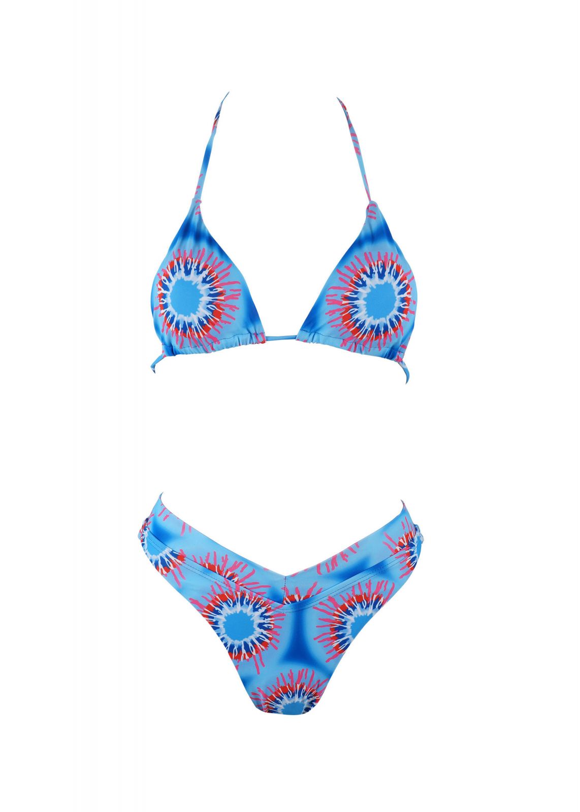 Γυναικείο set bikini all print bra τρίγωνο αποσπώμενη ενίσχυση slip brazil ψηλόμεσο ΜΠΛΕ - gsecret - 