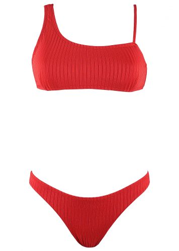 Γυναικείο set μαγιό bra one shoulder αποσπώμενη ενίσχυση bikini brazil. Καλύπτει B-C Cup