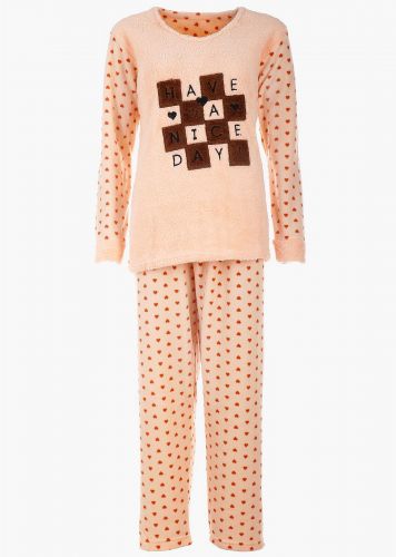 Γυναικεία πιτζάμα fleece "Have a nice day"all print heart παντελόνι.Oversize Collection