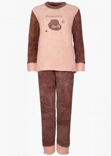 Γυναικεία χειμερινή πιτζάμα fleece "Romantic" παντελόνι λάστιχο στη μέση.Homewear Collection