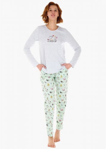 Γυναικεία ανοιξιάτικη πιτζάμα Vienetta "Αwesome" all print παντελόνι