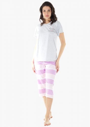 Γυναικεία καλοκαιρινή πιτζάμα κάπρι Vienetta παντελόνι με ρίγες