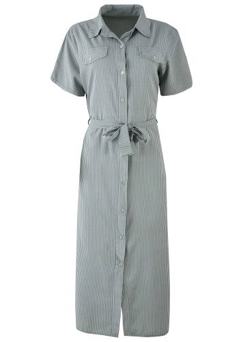 Γυναικείο φόρεμα ριγέ με κουμπιά & ζωνάκι. Timeless Style