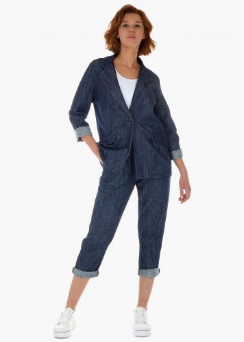 Γυναικείο Σακάκι Jeans κουμπί διακοσμητική τσέπη κανονική γραμμή.
