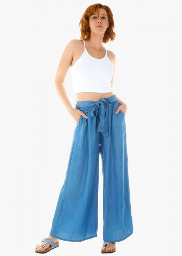Γυναικεία jean  παντελόνα ίσια γραμμή τσέπες & ενσωματωμένη ζώνη