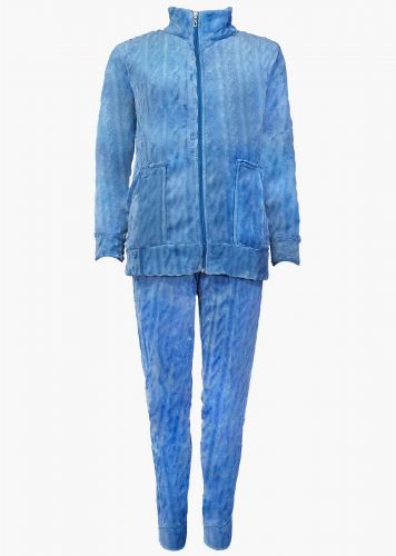 Γυναικεία πιτζάμα σετ coral fleece ζακέτα τσέπες ανάγλυφο σχέδιο. Homewear Collection