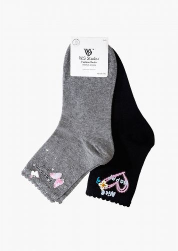 Γυναικείες κάλτσες all print λεπτομέρειες strass. Συσκευασία 2pack