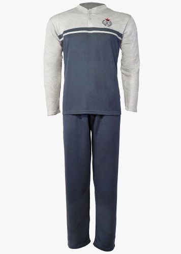 Ανδρική πιτζάμα μπλούζα διχρωμία παντελόνι μονόχρωμο λάστιχο πίσω τσέπη. Homewear Collection