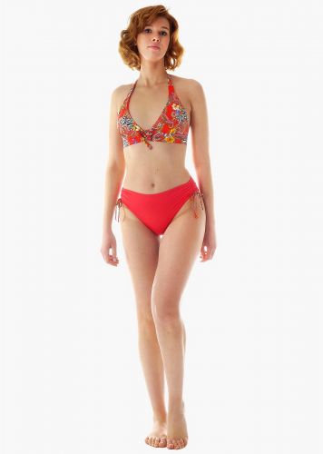 Γυναικείο σετ μαγιό bikini all print αποσπώμενη επένδυση slip κανονική γραμμή πλαϊνά ρυθμιζόμενα κορδόνια.Καλύπτει B Cup