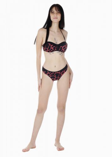Σετ γυναικείο μαγιό bikini all print bra ενσωματωμένη ενίσχυση αποσπώμενο λουράκι slip κανονική γραμμή.Καλύπτει B Cup