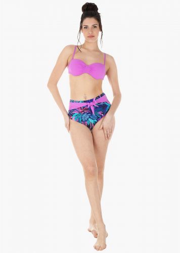 Γυναικείο σετ μαγιό bikini ενσωματωμένη push up ενίσχυση δυνατότητα strapless slip ψηλόμεσο.Καλύπτει B CUP