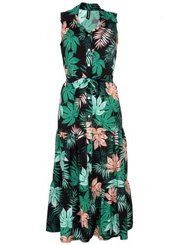 Γυναικείο φόρεμα με γιακά & κουμπιά all print floral. Safari Style