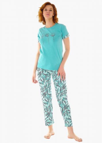 Γυναικεία καλοκαιρινή πιτζάμα all print floral παντελόνι με λάστιχο στη μέση