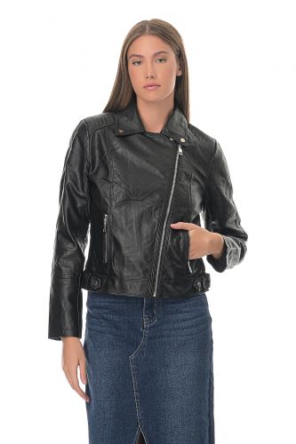 Γυναικείο δερματίνι biker jacket εσωτερική επένδυση γούνας