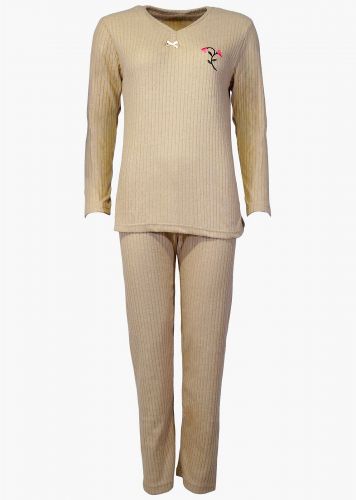 Γυναικεία πιτζάμα σετ ρίπ μονόχρωμο παντελόνι. Homewear Collection