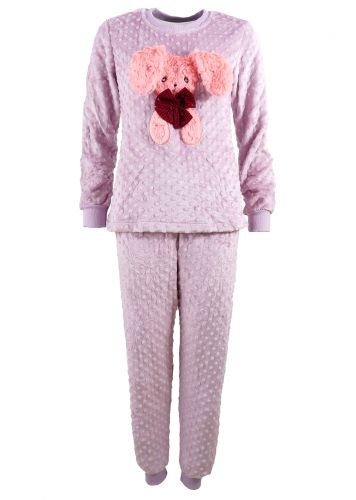 Γυναικεία ανάγλυφη fleece πιτζάμα "Bunny" παντελόνι μονόχρωμο. Homewear Collection