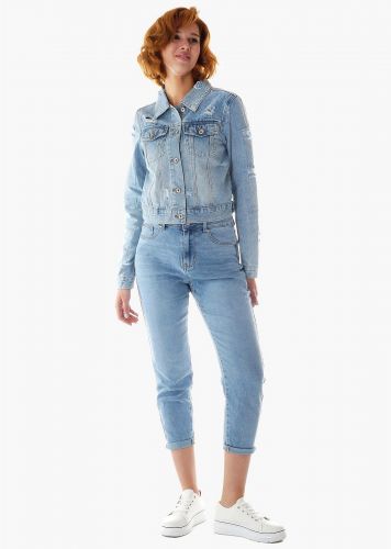 Γυναικείο jacket  jean με σκισίματα.Denim Collection.