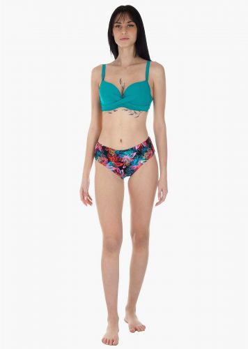Γυναικείο σετ μαγιό bikini ενσωματωμένη ενίσχυση slip all print.Καλύπτει D-E CUP