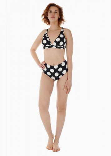 Γυναικείο σετ μαγιό bikini αποσπώμενη επένδυση all print pois slip ψηλόμεσο.Καλύπτει C-D CUP