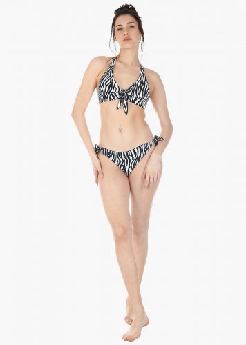Γυναικείο σετ bikini all print bra αποσπώμενη επένδυση slip δετό κανονική γραμμή.Καλύπτει B-C CUP
