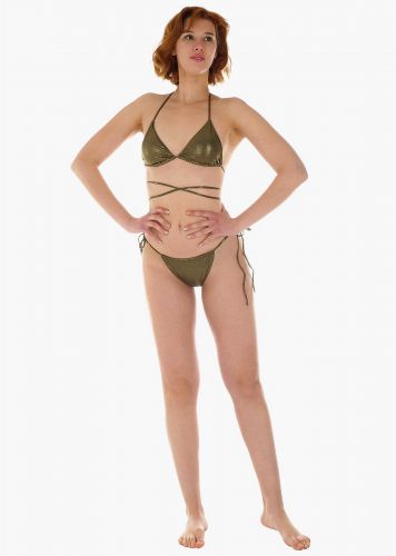 Γυναικείο σετ μαγιό bikini τριγωνάκι αποσπώμενη επένδυση slip παρτό πλαϊνά κορδονάκια.Καλύπτει B Cup