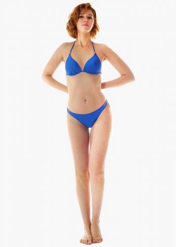Γυναικείο set μαγιό bikini μονόχρωμο strass εωσωματωμένη ενίσχυση slip brazil.Καλυπτει B CUP