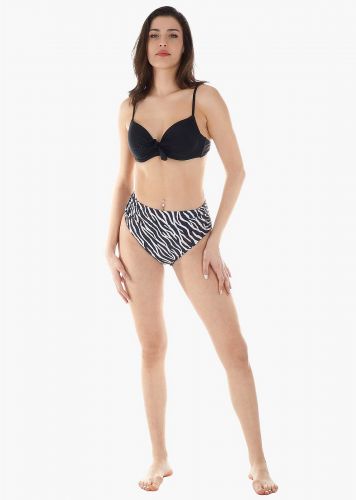 Γυναικείο σετ μαγιό bikini ενσωματωμένη επένδυση slip ψηλόμεσο all print κανονική γραμμή. Καλύπτει C CUP