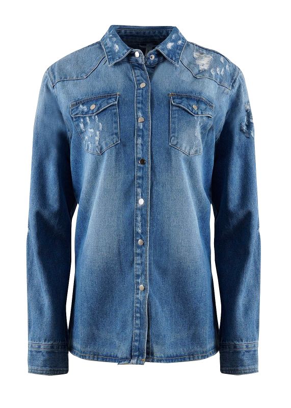 Ανδρικό πουκάμισο - jacket jean με σκισίματα. Denim Collection.