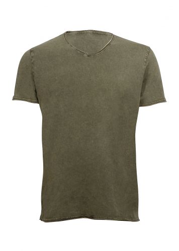 Αντρικό tshirt πετροπλυμένο με V & κοντό μανίκι. Basic Collection.