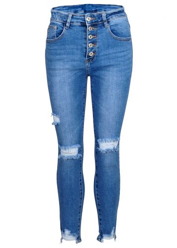 Γυναικείο παντελόνι jean ελαστικό με κουμπιά γραμμή skinny. Denim Collection.