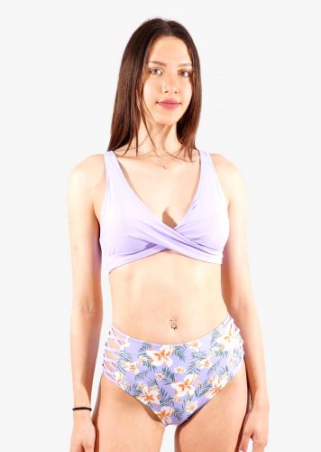 Γυναικείο σετ μαγιό bra αποσπώμενη επένδυση κούμπωμα bikini ψηλόμεσο πλαϊνό cut-out.Καλύπτει B Cup