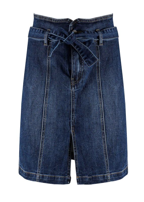 Γυναικεία φούστα jean ψηλόμεση με σκίσιμο. Denim Collection.
