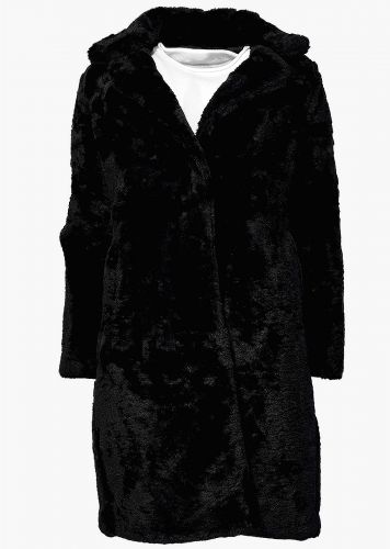 Γυναικείο γούνινο παλτό τσέπες εσωτερική φόδρα