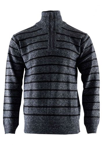 Αντρικό πουλόβερ φερμουάρ οριζόντιες ρίγες. Basic Collection.