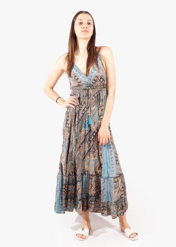 Γυναικείο maxi φόρεμα all print κρουαζέ ρυθμιζόμενη τιράντα. Bohemian Style