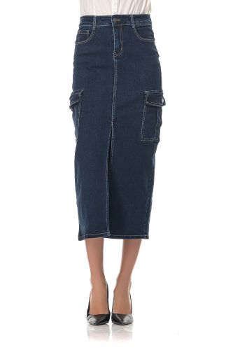 Γυναικεία μακριά jean cargo φούστα. Denim Collection