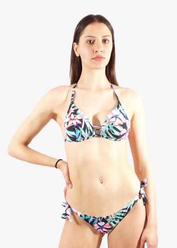 Γυναικείο σετ μαγιό bra τρίγωνο ενσωματωμένη επένδυση bikini δετό all print .Καλύπτει B CUP