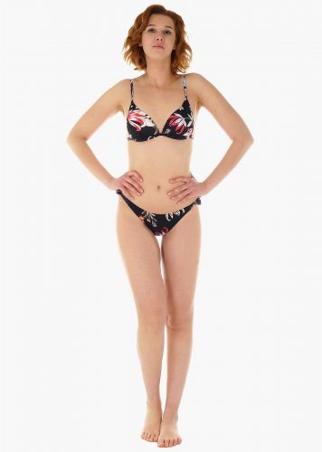 Γυναικείο σετ μαγιό bikini all print floral ενσωματωμένη ενίσχυση slip κανονική γραμμή με πλαϊνό δέσιμο.Καλύπτει B CUP