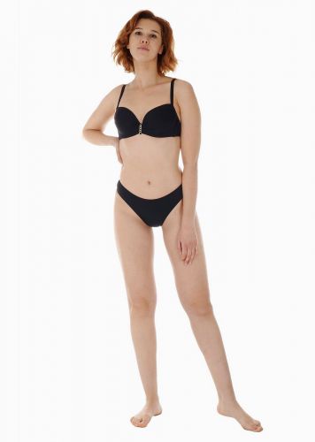 Γυναικείο σετ μαγιό bikini μονόχρωμο push up ενσωματωμένη ενίσχυση λεπτομέρεια αλυσίδας στο στήθος.Καλύπτει B-C CUP