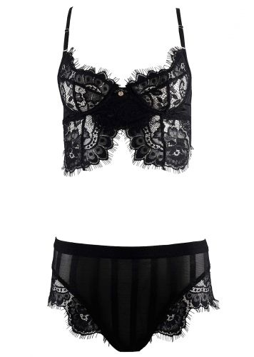 Set bralette ελαστική δαντέλα με μπανέλα & slip-hipster. Lace Collection